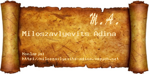 Miloszavlyevits Adina névjegykártya